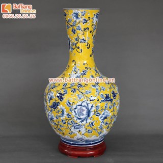 Bình sứ phong thủy vẽ hoa dây- cao 70cm