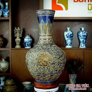 Tỏi phong thủy khắc nổi hoa dây cao 73cm