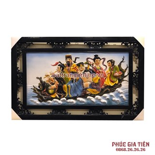 Tranh sứ bát tiên quá hải 60x100cm