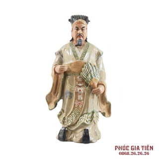 Tượng Khổng Minh - men rạn - cao 60cm