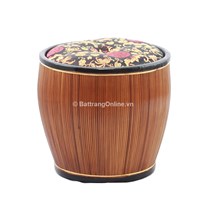 Ấm tích và bao ấm ủ thêu hoa gấm - số 1 - đường kính 19 cm 