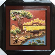 Tranh gốm cảnh đồng quê 02 - 50x50cm