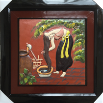 Tranh gốm vẽ thiếu nữ - 50x50cm