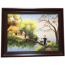 Tranh vẽ cảnh đồng quê 11 - cao 25cm, rộng 30cm